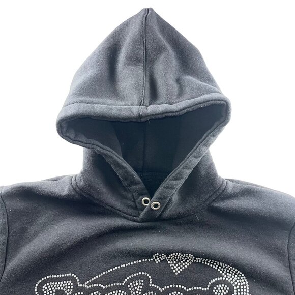 Black "Euphoric" Rhinestone Hoodie With Kangaroo Pocket & Drawstring Hood size s - Picture 5 of 13